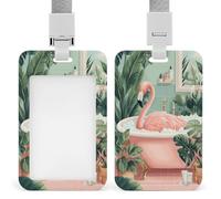 Jubonexis Porte-badge rétractable avec motif flamant rose relaxant dans un bain moussant - Pour le travail, le bureau, les médecins, les infirmières