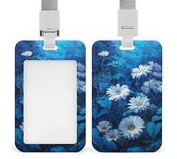 Jubonexis Porte-badge rétractable avec motif marguerites blanches au clair de lune pour le travail, le bureau, les médecins, les infirmières