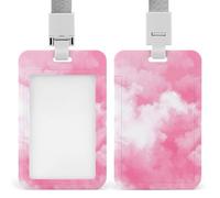 Jubonexis Porte-badge rétractable avec motif nuage rose aquarelle - Porte-carte de protection pour le travail, le bureau, les médecins, les infirmières
