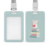 Jubonexis Porte-badge rétractable avec motif souris de dessin animé pour lecture sur livres, porte-cartes, badge de nom pour travail, bureau, médecin, infirmière