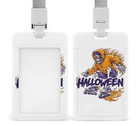 Jubonexis Porte-badge rétractable avec motif squelette d'Halloween sur patins à roulettes, porte-cartes, porte-nom pour travail, bureau, médecin, infirmière