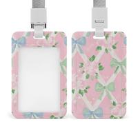 Jubonexis Porte-badge rétractable avec nœuds bleu clair et fleurs rose clair - Porte-carte de protection pour le travail, le bureau, les médecins, les infirmières