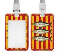 Jubonexis Porte-badge rétractable avec trois sardines rouges et jaunes pour carte d'identité, porte-nom pour travail, bureau, médecin, infirmière