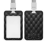 Jubonexis Porte-badge rétractable en cuir noir avec motif 3D pour carte d'identité, porte-nom, pour le travail, le bureau, les médecins, les infirmières