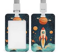 Jubonexis Porte-badge rétractable en forme de bateau fusée dans l'espace - Porte-carte de protection pour le travail, le bureau, les médecins, les infirmières