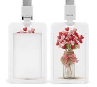 Jubonexis Porte-badge rétractable en forme de bouquet de cœur dans un bocal pour badge d'identification pour le travail, le bureau, les médecins, les infirmières