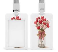 Jubonexis Porte-badge rétractable en forme de bouquet de cœurs dans un bocal pour carte d'identité pour le travail, le bureau, les médecins, les infirmières