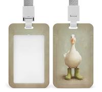 Jubonexis Porte-badge rétractable en forme de canard portant des bottes de pluie vert olive