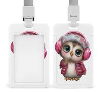 Jubonexis Porte-badge rétractable en forme de chouette avec veste rose pour le travail, le bureau, les médecins, les infirmières