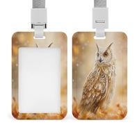 Jubonexis Porte-badge rétractable en forme de chouette majestueuse - Motif forêt d'automne - Pour le travail, le bureau, les médecins, les infirmières