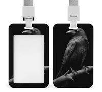 Jubonexis Porte-badge rétractable en forme de corbeau perché sur une branche pour le travail, le bureau, les médecins, les infirmières