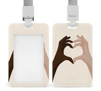 Jubonexis Porte-badge rétractable en forme de cœur à deux mains avec clip pour carte de protection pour le travail, le bureau, les médecins, les infirmières