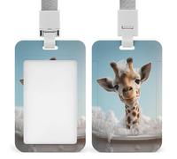 Jubonexis Porte-badge rétractable en forme de girafe avec motif de veau sur pattes avec bulles pour le travail, le bureau, les médecins, les infirmières