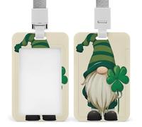 Jubonexis Porte-badge rétractable en forme de nain tenant un trèfle à quatre feuilles - Porte-carte de protection pour le travail, le bureau, les médecins, les infirmières