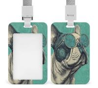 Jubonexis Porte-badge rétractable en forme de tête de bouledogue français avec clip pour carte de protection pour le travail, le bureau, les médecins, les infirmières