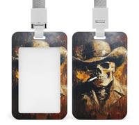 Jubonexis Porte-badge rétractable en forme de tête de mort portant un chapeau pour le travail, le bureau, les médecins, les infirmières