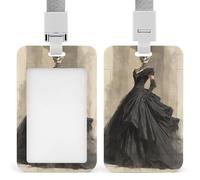 Jubonexis Porte-badge rétractable en forme de tête de mort portant une robe de soirée pour le travail, le bureau, les médecins, les infirmières