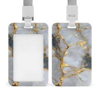 Jubonexis Porte-badge rétractable en marbre de couleur or blanc avec clip pour carte de protection pour le travail, le bureau, les médecins, les infirmières