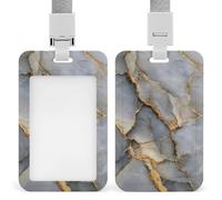 Jubonexis Porte-badge rétractable en marbre gris avec veines dorées pour le travail, le bureau, les médecins, les infirmières