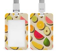 Jubonexis Porte-badge rétractable en tranches de fruits sur beige avec clip pour carte de protection, badge nominatif pour travail, bureau, médecin, infirmière
