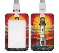 Jubonexis Porte-badge rétractable en verre teinté en forme de phare sur la côte rocheuse pour le travail, le bureau, les médecins, les infirmières