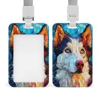 Jubonexis Porte-badge rétractable en verre teinté pour badge d'identification de chien husky pour le travail, le bureau, le médecin, l'infirmière