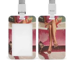 Jubonexis Porte-badge rétractable pour carte d'identité avec jambes dans une baignoire rose pour le travail, le bureau, les médecins, les infirmières