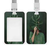 Jubonexis Porte-badge rétractable pour femme avec motif de feuille de Monstera - Pour le travail, le bureau, les médecins, les infirmières