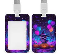 Jubonexis Porte-badge rétractable pour Halloween, motif hibou, chapeau de sorcière, citrouilles, porte-cartes, porte-nom pour le travail, le bureau, les médecins, les infirmières