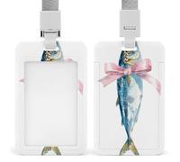 Jubonexis Porte-badge rétractable pour sardine aquarelle avec nœud - Porte-carte de protection pour le travail, le bureau, les médecins, les infirmières