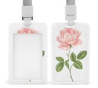 Jubonexis Porte-badge rétractable rose pâle avec motif de rose et feuille verte - Porte-carte de protection pour le travail, le bureau, les médecins, les infirmières