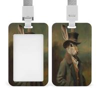 Jubonexis Porte-badge rétractable style manoir avec motif lièvre dans une campagne pour le travail, le bureau, les médecins, les infirmières