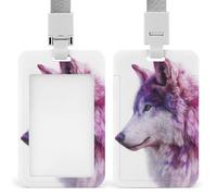 Jubonexis Porte-badge rétractable style teinture de loup en rose et violet avec clip pour carte de protection, badge nominatif pour travail, bureau, médecin, infirmière