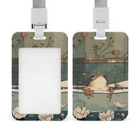 Jubonexis Porte-badge rétro en forme de grenouille mignonne qui se détend dans la baignoire - Porte-carte rétractable - Porte-carte - Pour le travail, le bureau, les médecins, les infirmières