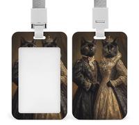 Jubonexis Porte-badge rétro rétractable avec motif chats noirs de style victorien pour le travail, le bureau, les médecins, les infirmières