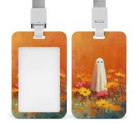 Jubonexis Porte-badge rétro rétractable avec motif fantôme dans le jardin fleuri - Pour le travail, le bureau, les médecins, les infirmières