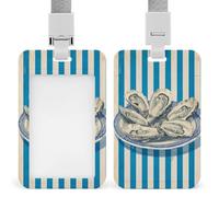Jubonexis Porte-badge rétro vintage avec motif huîtres sur une assiette pour cuisine, bureau, médecin, infirmière