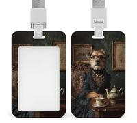 Jubonexis Porte-badge réversible Border Terrier en tenue victorienne avec clip pour carte de protection pour le travail, le bureau, les médecins, les infirmières