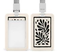 Jubonexis Porte-badge simple avec deux grandes feuilles abstraites rétractables à clip pour carte de protection pour le travail, le bureau, les médecins, les infirmières