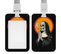 Jubonexis Porte-badge squelette avec mains priantes rétractables pour carte d'identité pour le travail, le bureau, les médecins, les infirmières