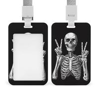 Jubonexis Porte-badge squelette noir rétractable à clip pour carte de protection, badge nominatif, étiquette de nom pour travail, bureau, médecin, infirmière