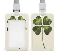 Jubonexis Porte-badge tendance vert en forme de trèfle à quatre feuilles rétractable avec clip pour carte de protection pour le travail, le bureau, les médecins, les infirmières