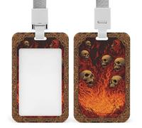 Jubonexis Porte-badge vintage avec flammes et crânes - Rétractable - Avec clip - Protecteur de carte - Pour le travail, le bureau, les médecins, les infirmières