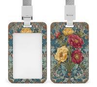 Jubonexis Porte-badge vintage avec motif floral sauvage orné de bordures rétractables pour le travail, le bureau, les médecins, les infirmières