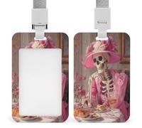 Jubonexis Porte-badge vintage avec une robe victorienne rose rétractable à clip pour carte de protection, badge nominatif, étiquette de nom pour travail, bureau, médecin, infirmière