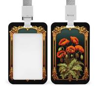 Jubonexis Porte-badge vintage rétractable avec clip pour carte d'identité Motif coquelicots sauvages Pour le travail, le bureau, les médecins, les infirmières