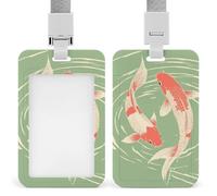 Jubonexis Porte-badge vintage rétractable avec deux poissons nagant dans l'eau - Porte-carte de protection pour le travail, le bureau, les médecins, les infirmières