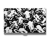 Jubonexis Porte-cartes de visite abstrait en forme de vache qui se chevauche - Étui fin en métal pour homme et femme