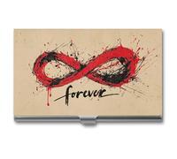 Jubonexis Porte-cartes de visite en métal fin avec symbole de l'infini rouge Forever Graffiti pour homme et femme