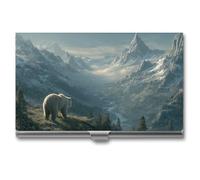 Jubonexis Porte-cartes de visite en métal fin pour homme et femme Motif Bear Mountains and ICY Rivers